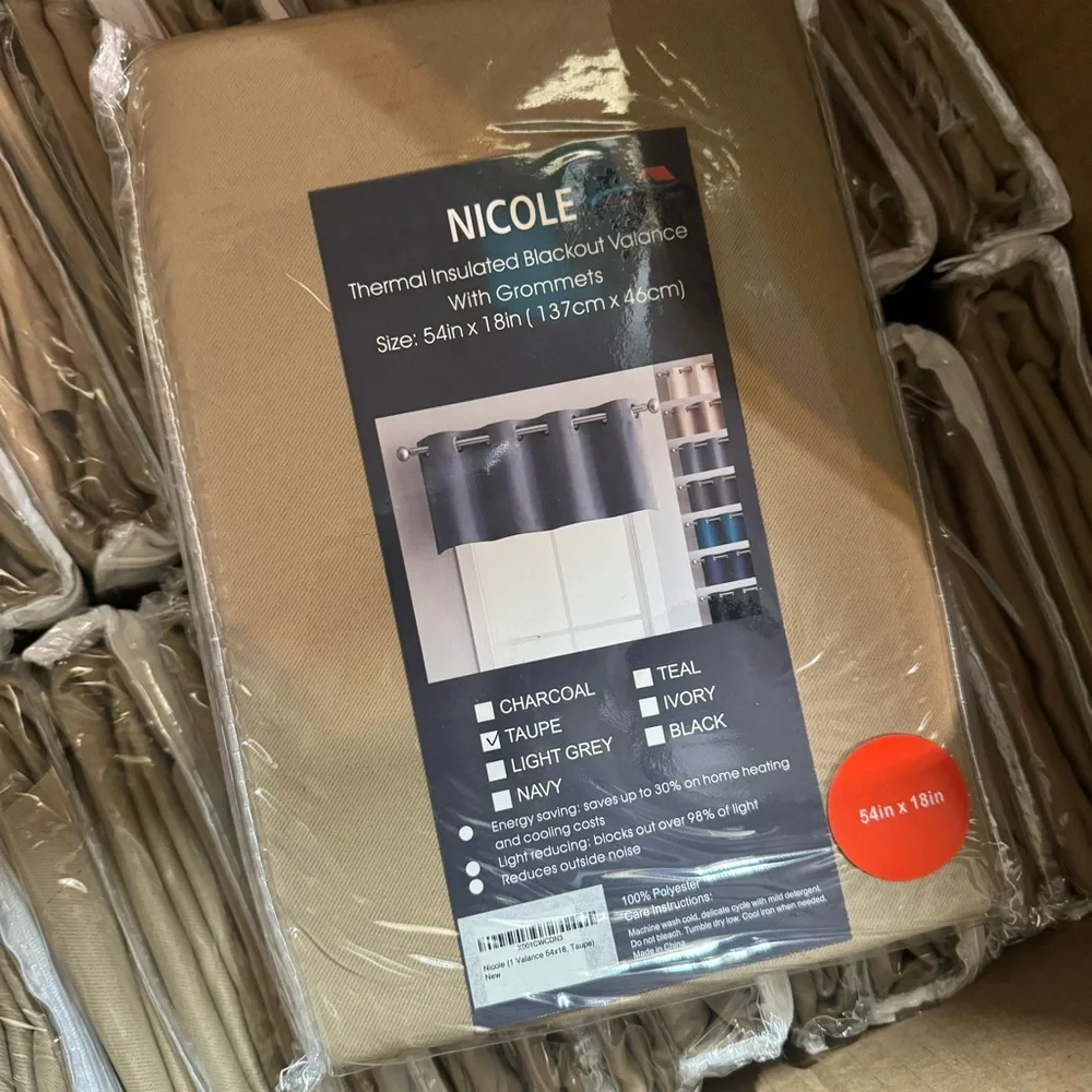 Nicole Taupe thermal insulated blackout valance with grommets